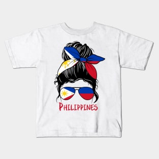 Philippines Girl, philippines girlfriend,  Filipina Girl, filipina  girlfriend, philippines Messy bun, filipina, pinay Kids T-Shirt